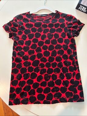 Proenza Schouler Red and Black Polka Dot Crewneck Tee